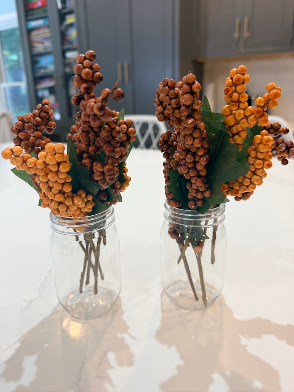 Autumn Harvest Berry Spray - set of 2 with plastic clear vases